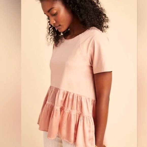 Anthropologie - Iona Flounce Mixed Media Blouse - Size Med - Picture 1 of 8